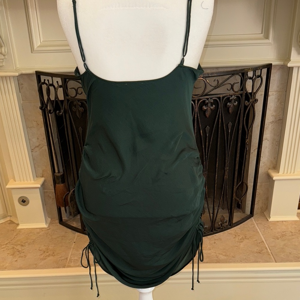 Free People Green Ruched Cowl Neck Mini - Picture 5 of 9
